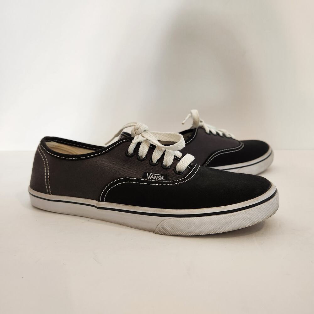 VANS OFF THE WALL Black Grey Low Top Lace Up Skateboard Sneakers MNS 4.5 WMS 6.0